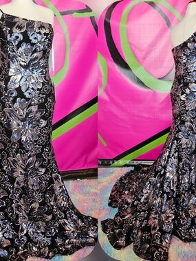 Jovani Black Sequin Floral Gown